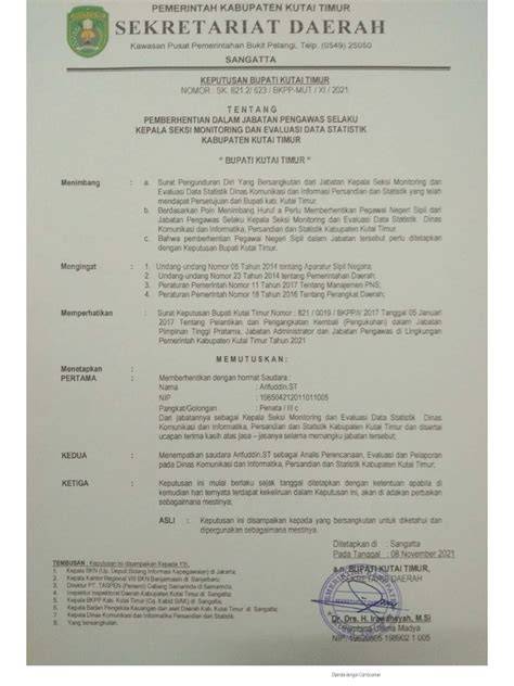 Contoh Sk Pemberhentian