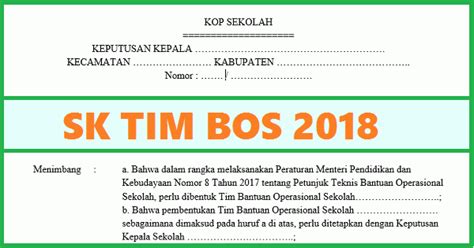 Contoh Sk Tim Bos 2018