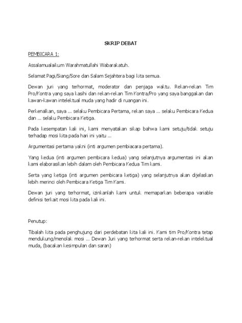 Contoh Skrip Debat