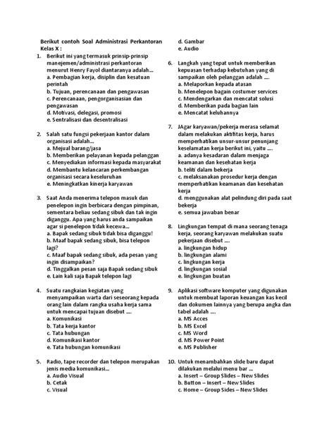 Contoh Soal Administrasi