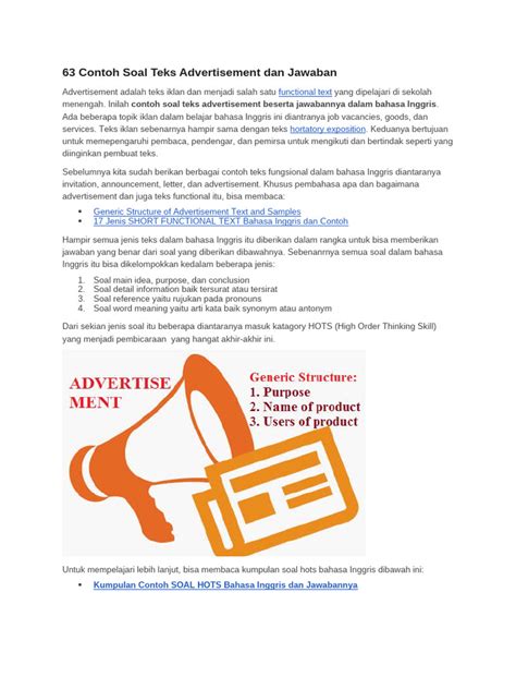 Contoh Soal Advertisement Product