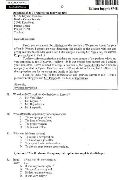 Contoh Soal Aplication Letter