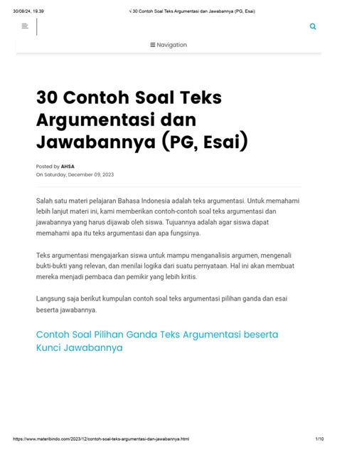 Contoh Soal Argumentasi