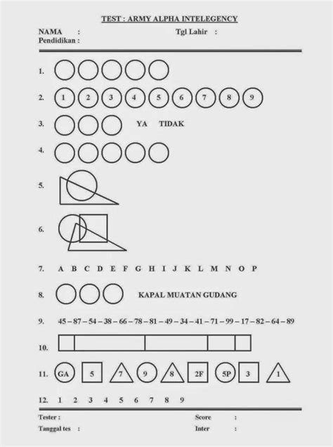 Contoh Soal Army Alpha Intelegence Test