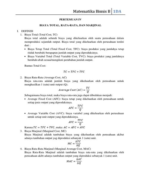 Contoh Soal Biaya Total