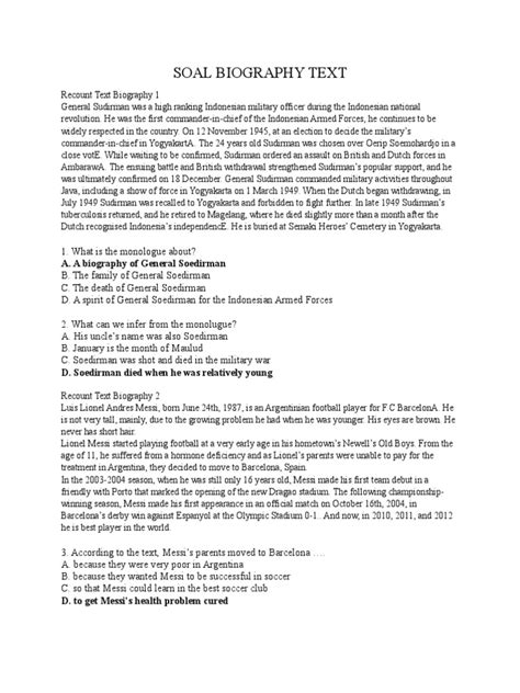 Contoh Soal Biography Text