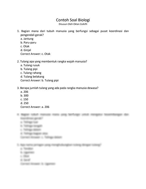 Contoh Soal Biologi