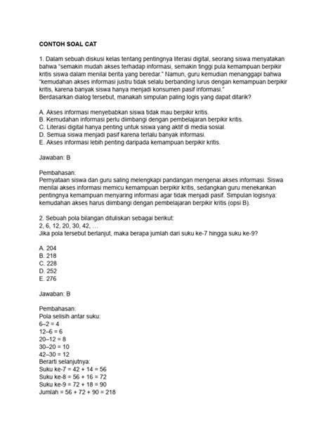 Contoh Soal Cat 2017