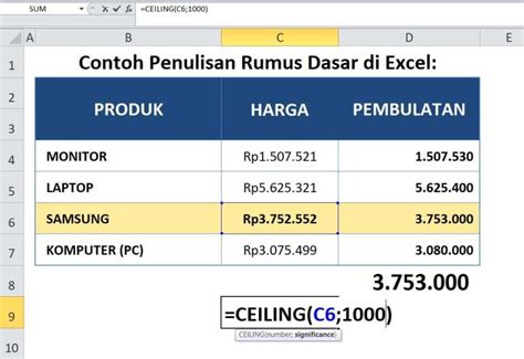 Contoh Soal Ceiling Excel