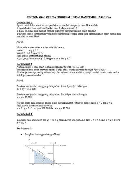 Contoh Soal Cerita Program Linear
