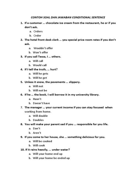 Contoh Soal Conditional Sentence Type 0