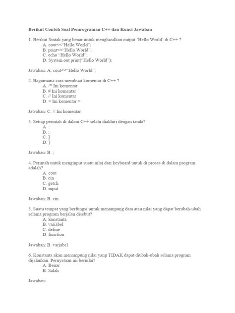 Contoh Soal Dan Jawaban Pemrograman Web
