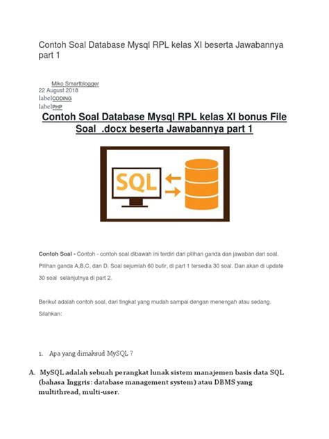 Contoh Soal Database Mysql