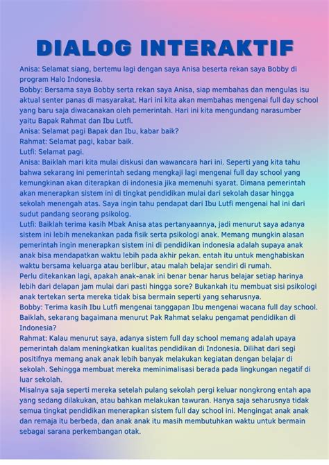 Contoh Soal Dialog Interaktif