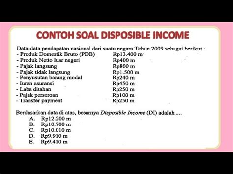 Contoh Soal Ekonomi Disposable Income