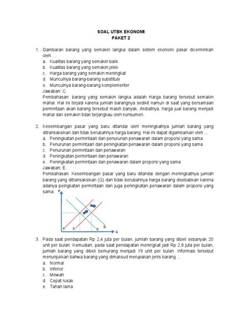 Contoh Soal Ekonomi Utbk