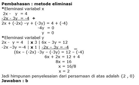 Contoh Soal Eliminasi 3 Variabel