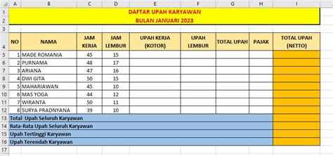 Contoh Soal Excel Aritmatika