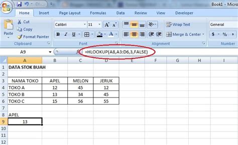 Contoh Soal Excel Hlookup
