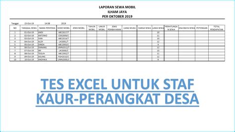 Contoh Soal Excel Untuk Perangkat Desa