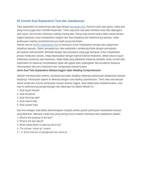 Contoh Soal Explanation Text