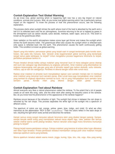 Contoh Soal Explanation Text Global Warming