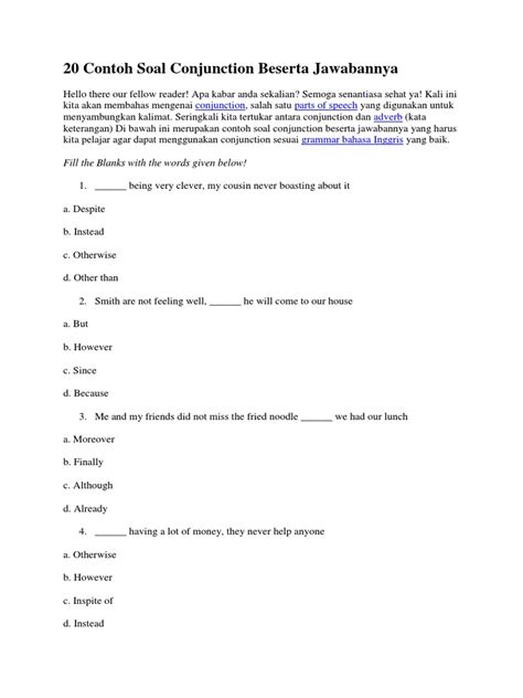 Contoh Soal Fill In The Blanks