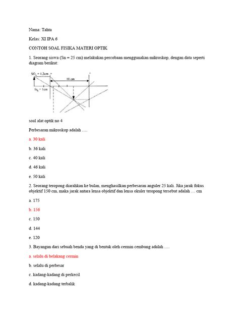 Contoh Soal Fisika Optik