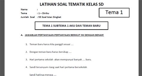 Contoh Soal Isian Singkat