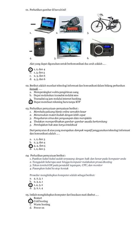 Contoh Soal Komputer Dasar
