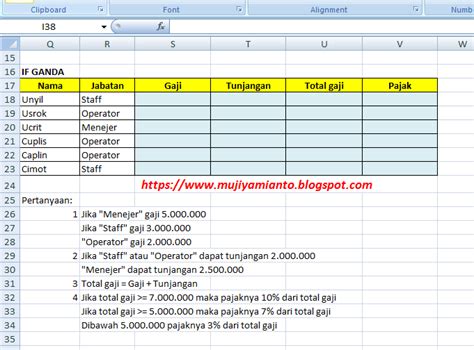 Contoh Soal Logika Excel