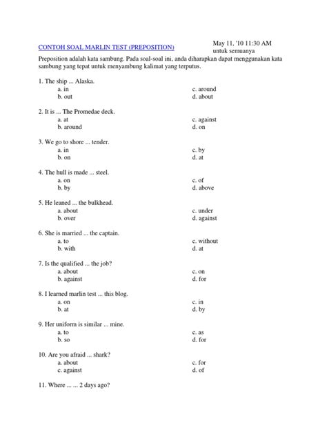 Contoh Soal Marlin Test 2018