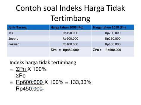 Contoh Soal Menghitung Indeks Harga