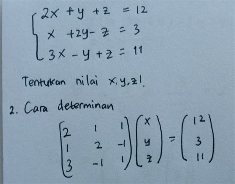 Contoh Soal Metode Determinan 3 Variabel
