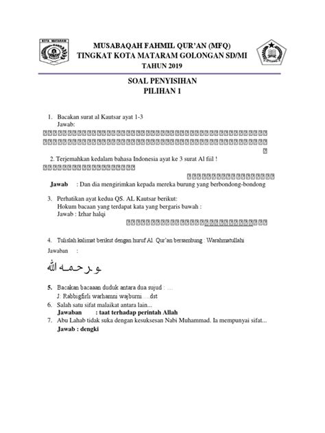 Contoh Soal Mfq