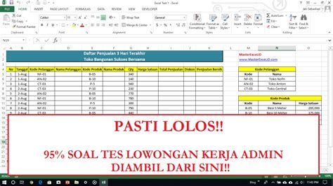 Contoh Soal Ms Excel Untuk Admin