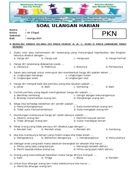 Contoh Soal PKN Kelas 6 Tema 3