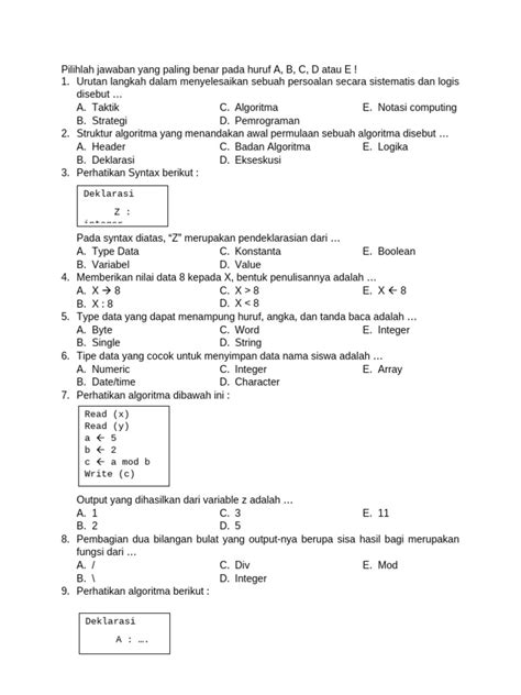 Contoh Soal Pemrograman Mobile