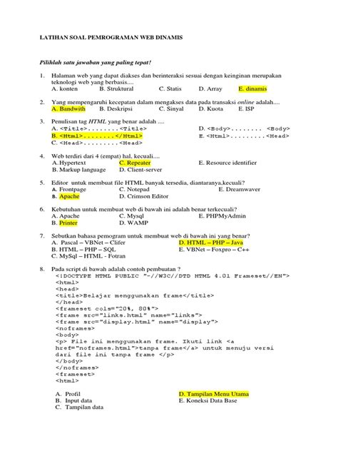 Contoh Soal Pemrograman Web Dinamis