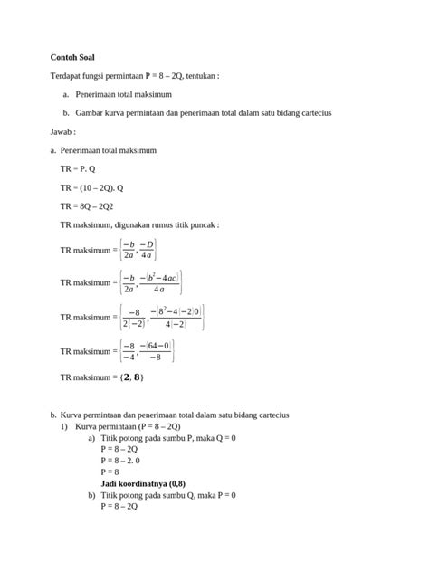 Contoh Soal Penerimaan Total