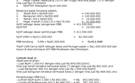 Contoh Soal Perhitungan Pbb