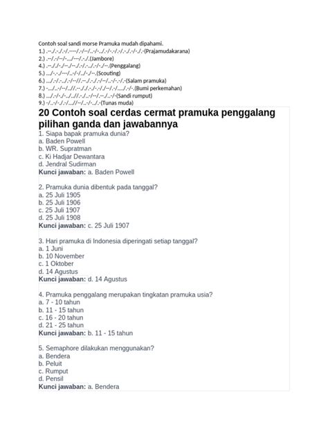 Contoh Soal Sandi Pramuka