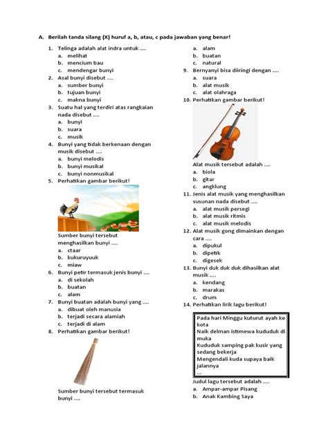 Contoh Soal Seni Musik