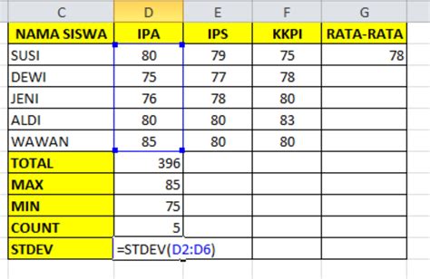 Contoh Soal Statistik Excel