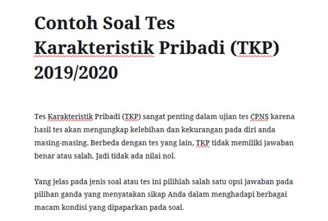 Contoh Soal Tes TKP