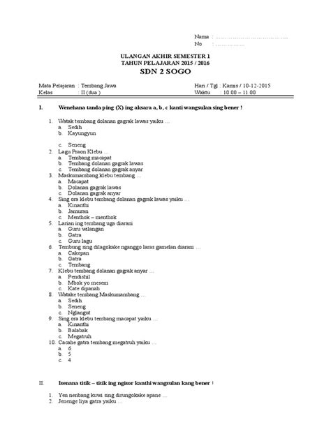 Contoh Soal Tembang Sinom