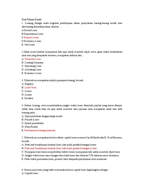 Contoh Soal Tentang Leasing