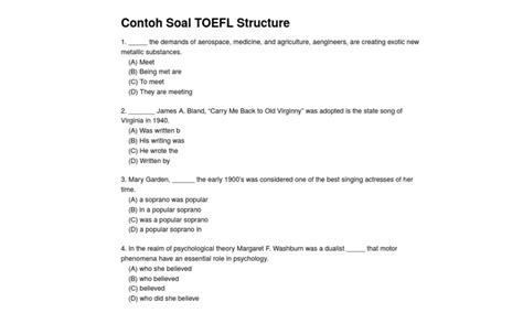 Contoh Soal Toefl 2019