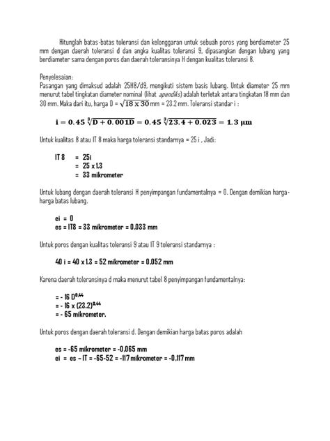 Contoh Soal Toleransi
