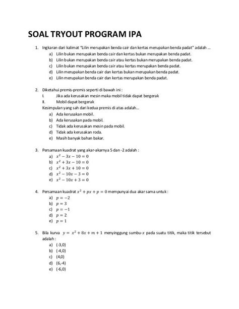 Contoh Soal Try Out Smk